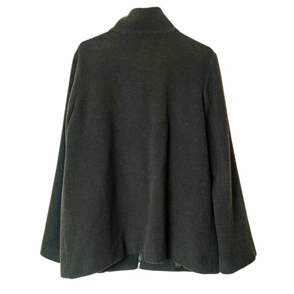 Eileen Fisher 100% Italian Wool Olive Green Full Zip Trench Car Coat Small Flaws - Picture 2 of 16